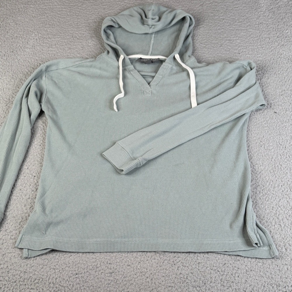 Free Fly Hoodie Mens L Green Bamboo Thermal Waffle Knit Pullover Activewear
